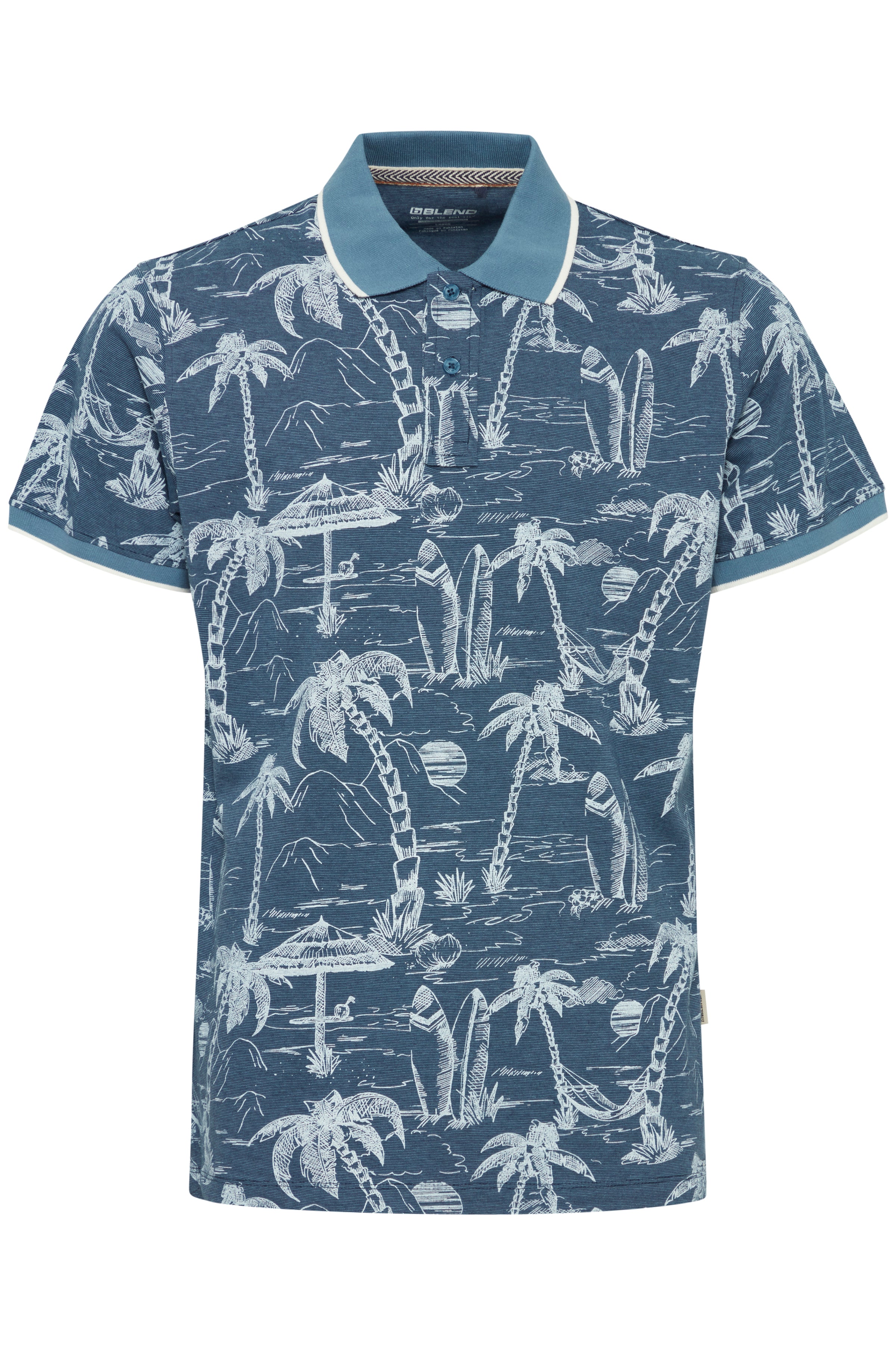 Blend - Tropical Island Print SS Polo - Captains Blue