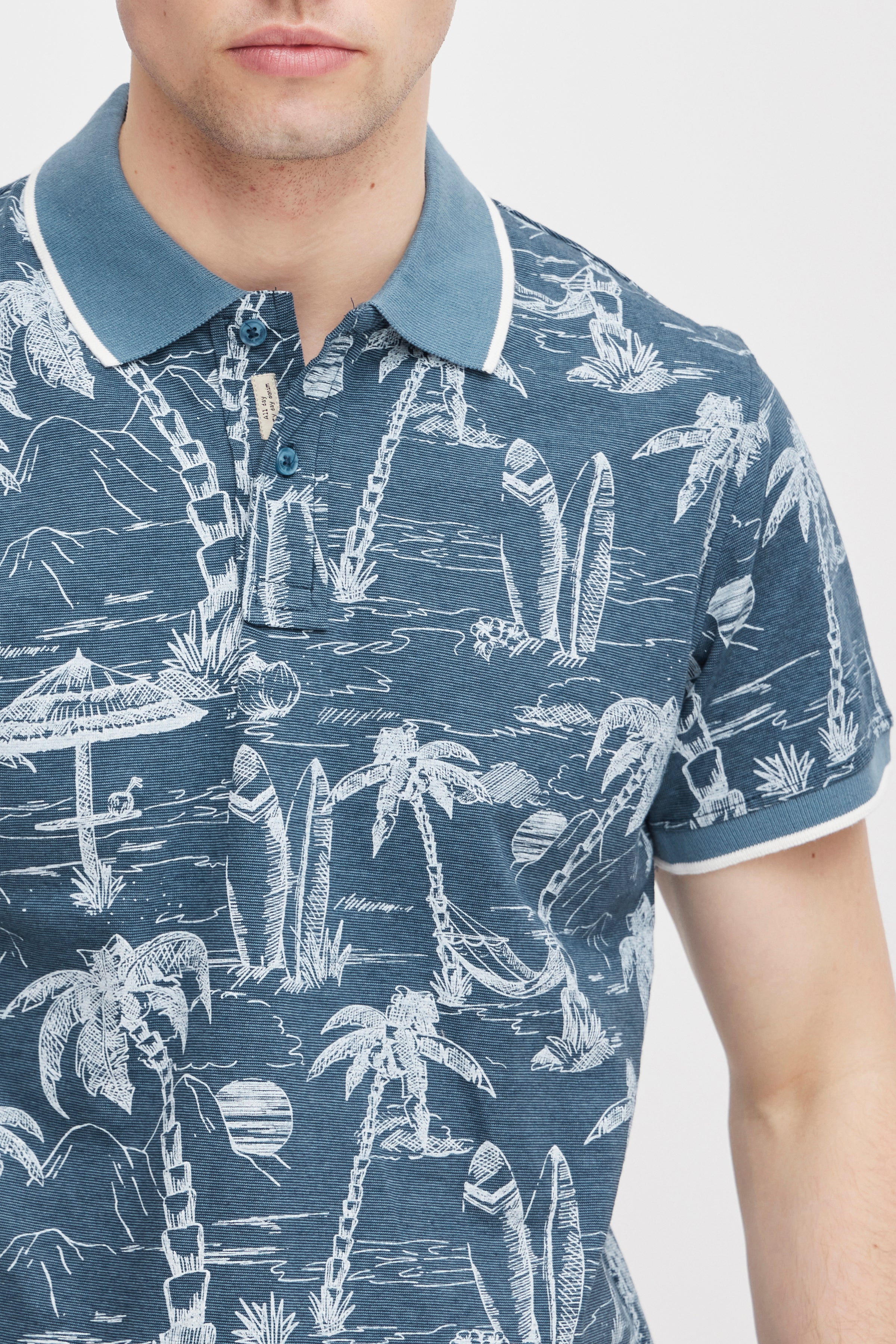 Blend - Tropical Island Print SS Polo - Captains Blue