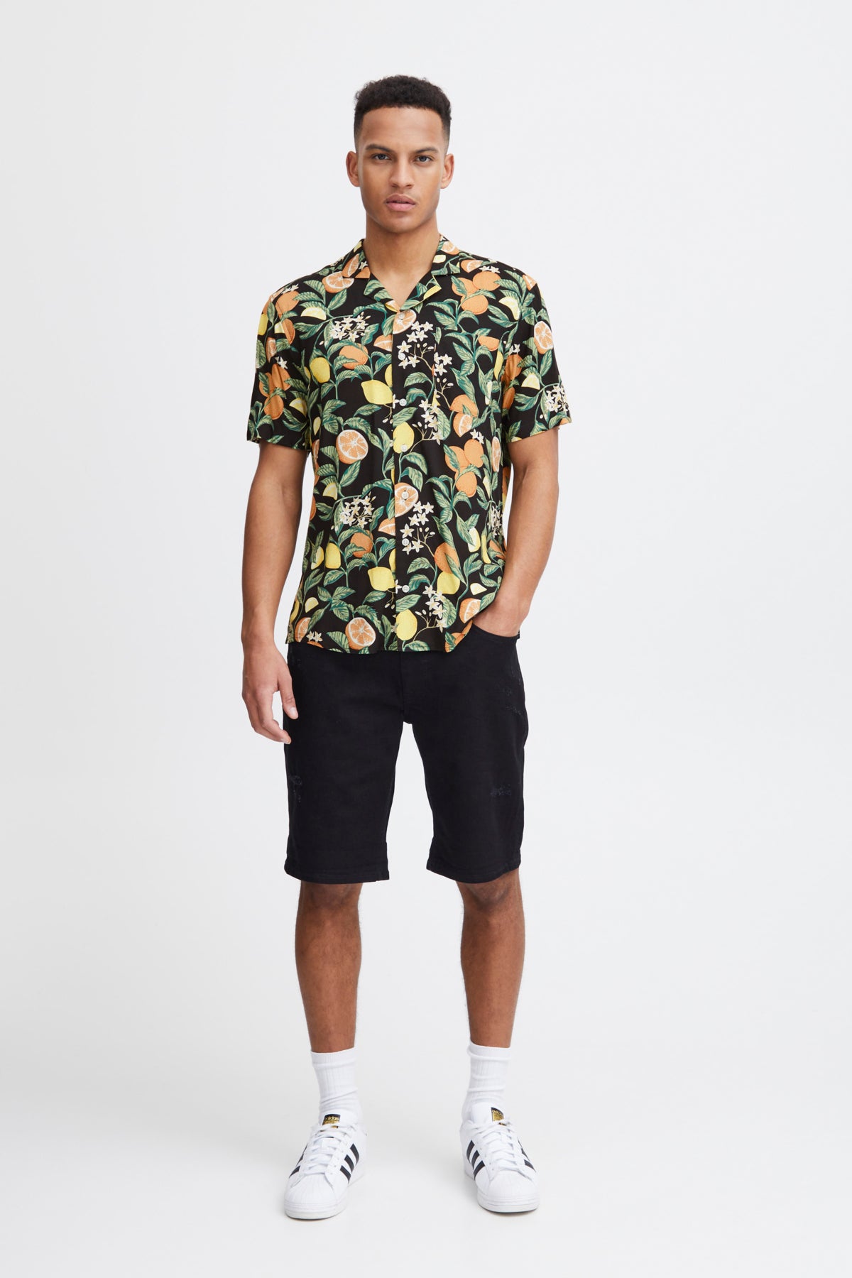 Blend - Citrus Print SS Shirt - Black