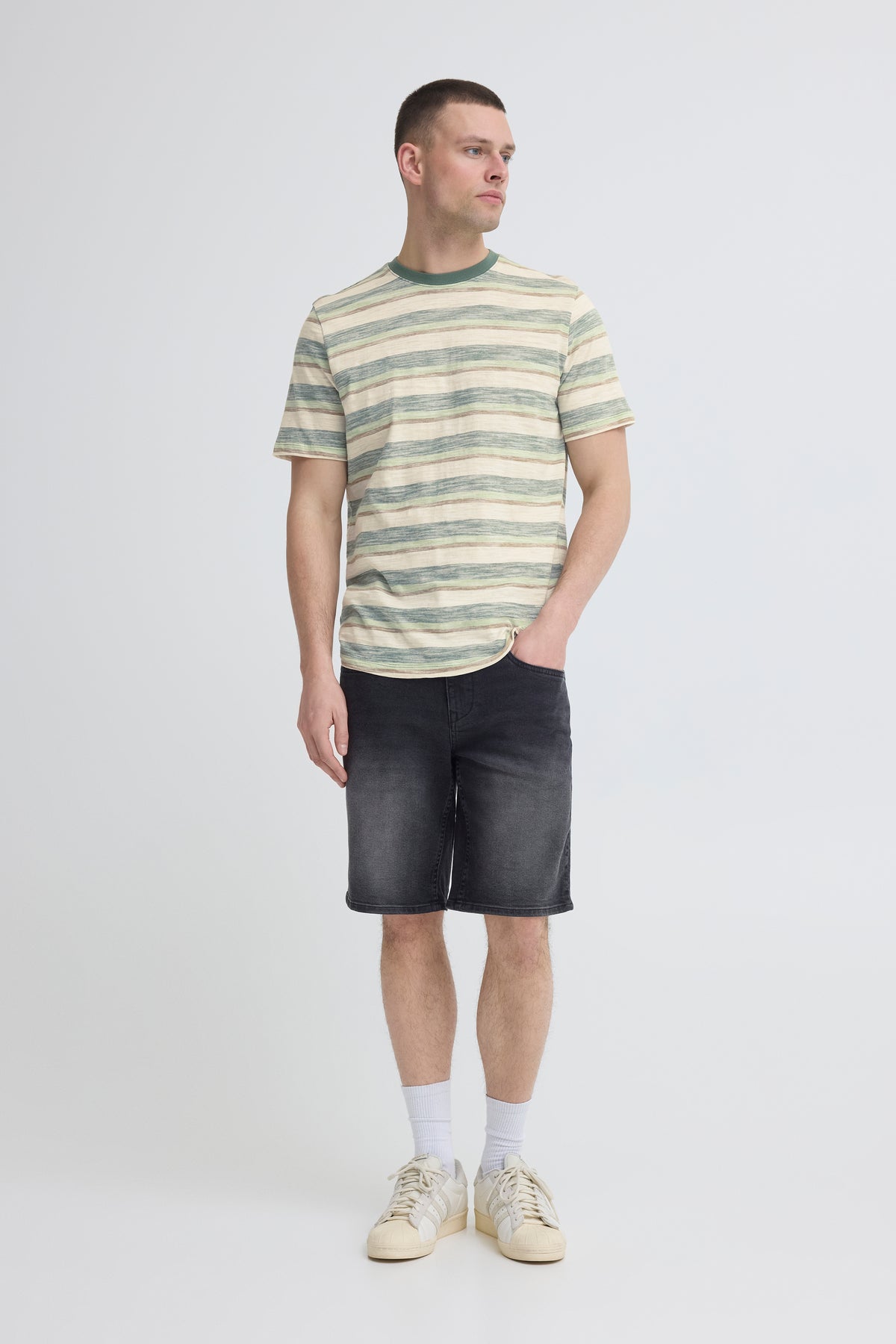 Blend - Striped Tee - Duck Green
