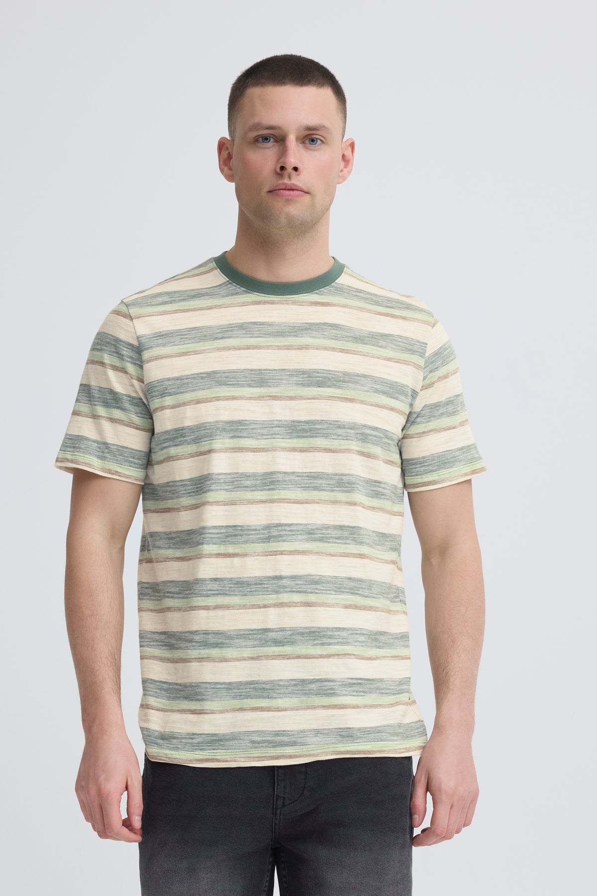 Blend - Striped Tee - Duck Green