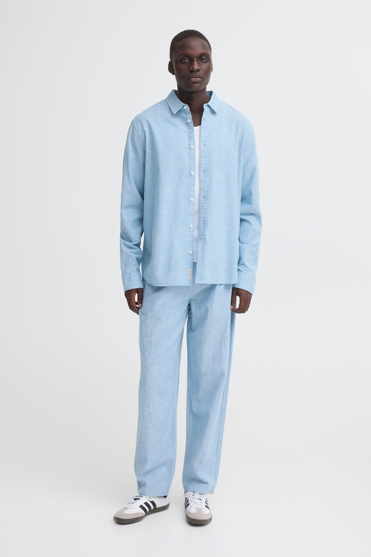 Blend - Linen Blend LS Shirt - Lichen Blue