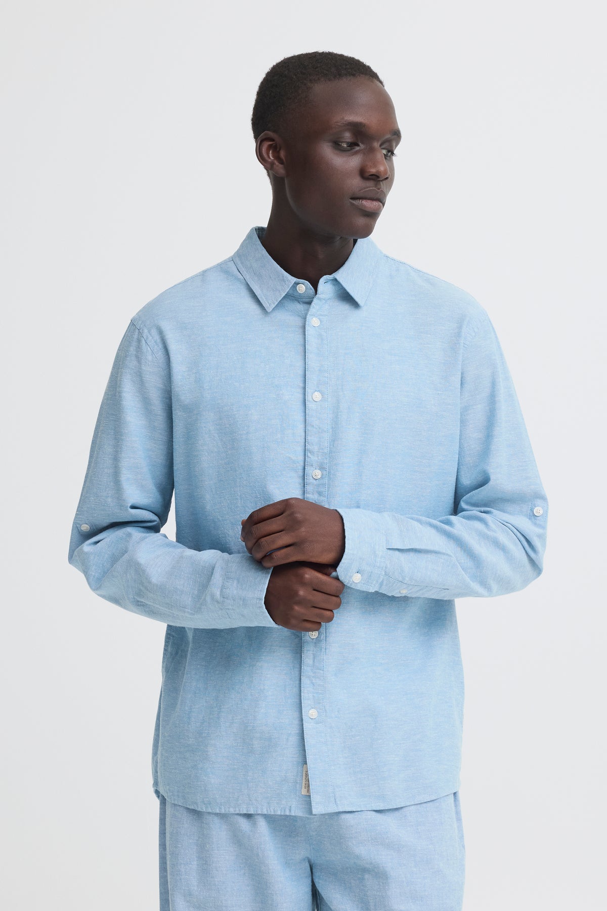 Blend - Linen Blend LS Shirt - Lichen Blue