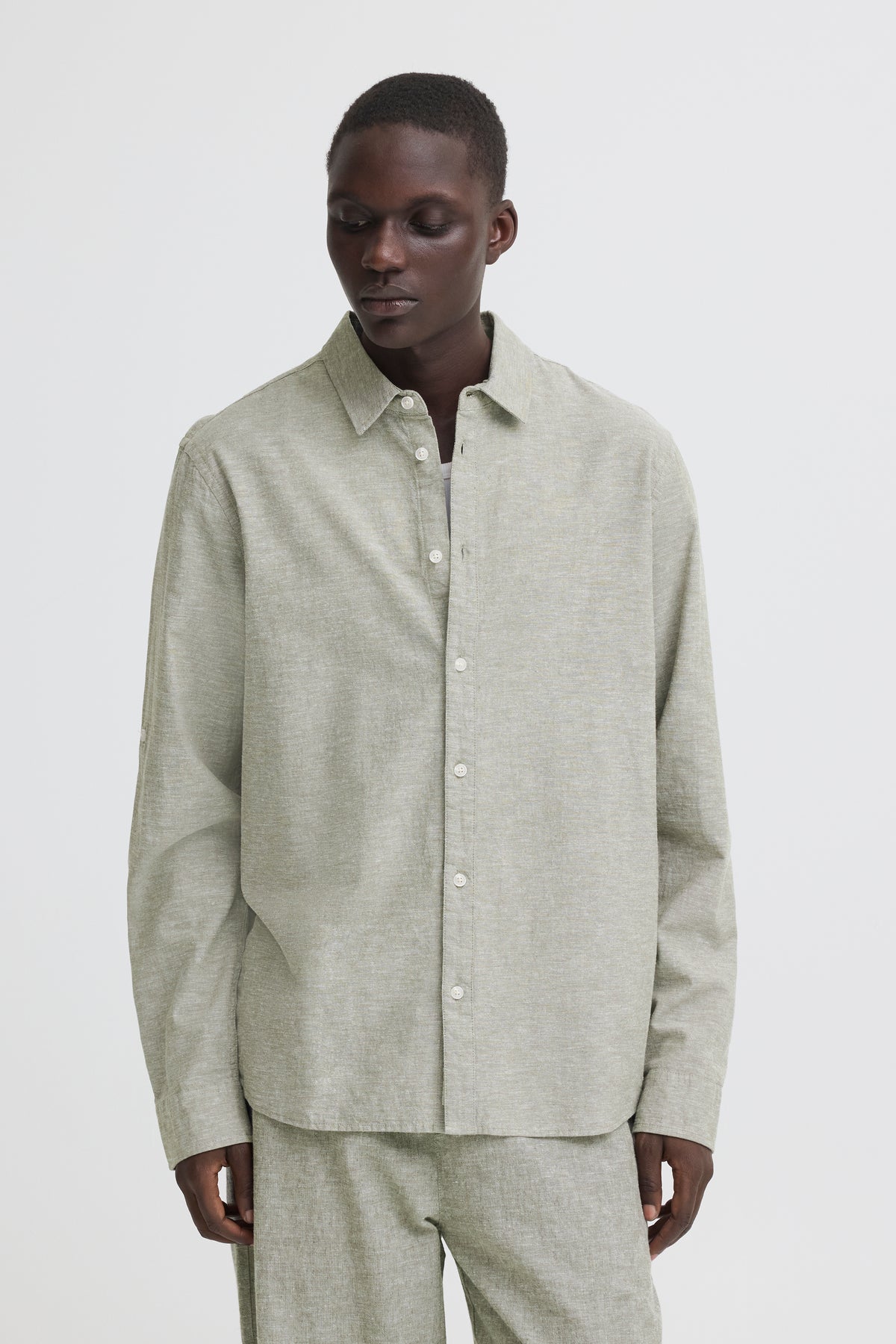 Blend - Linen Blend LS Shirt - Dusty Olive