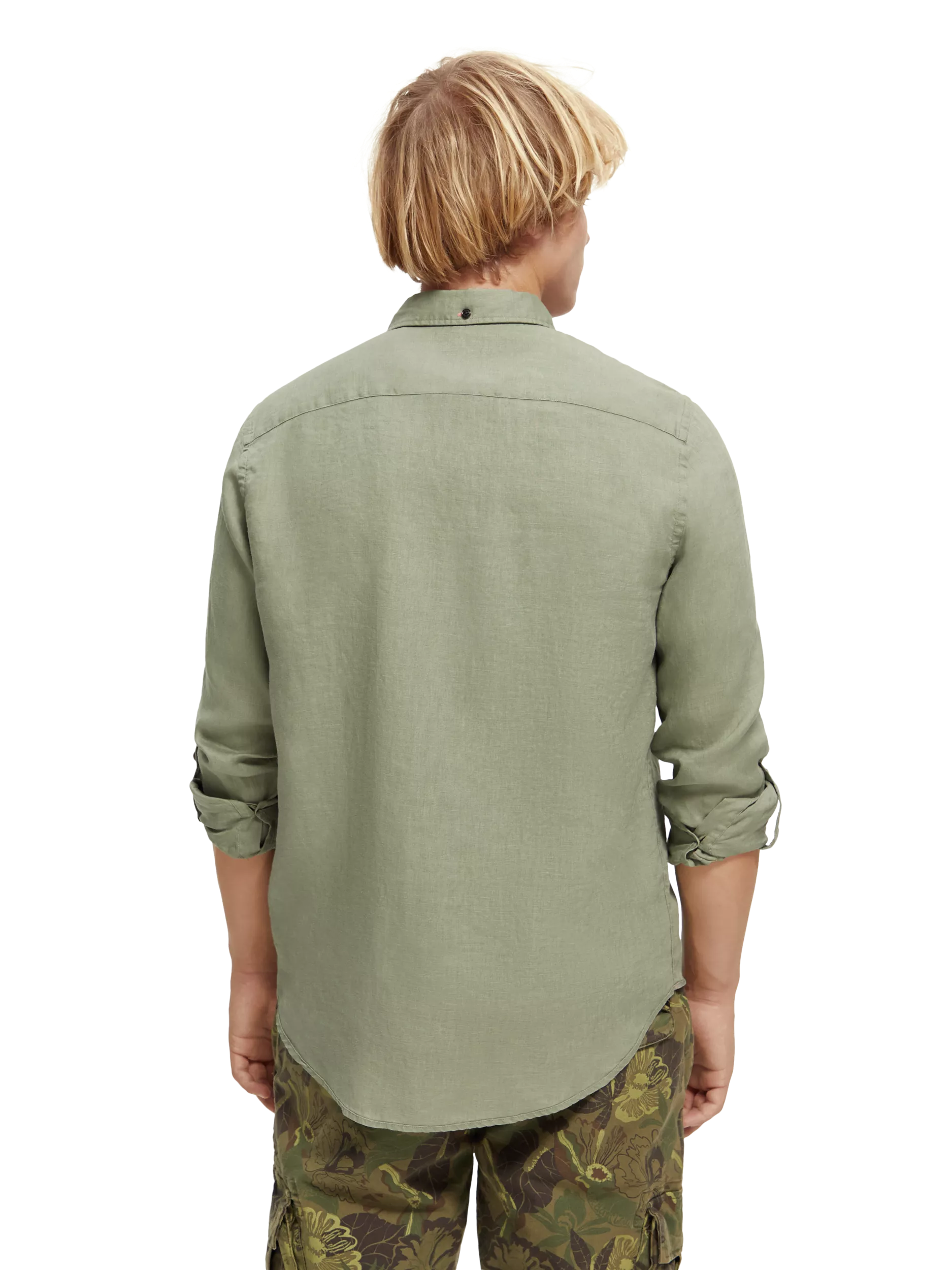 Scotch & Soda - Linen Roll-Up LS Shirt - Army