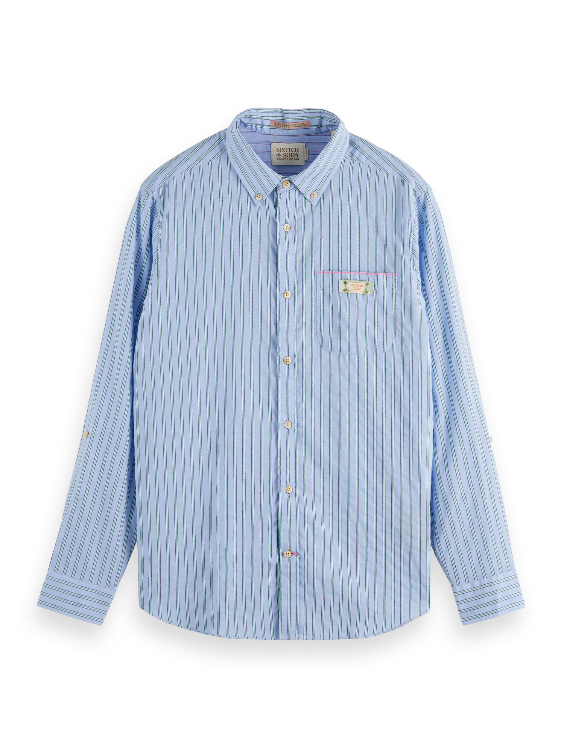 Scotch & Soda - Regular Fit Striped LS Shirt - Blue/Multi