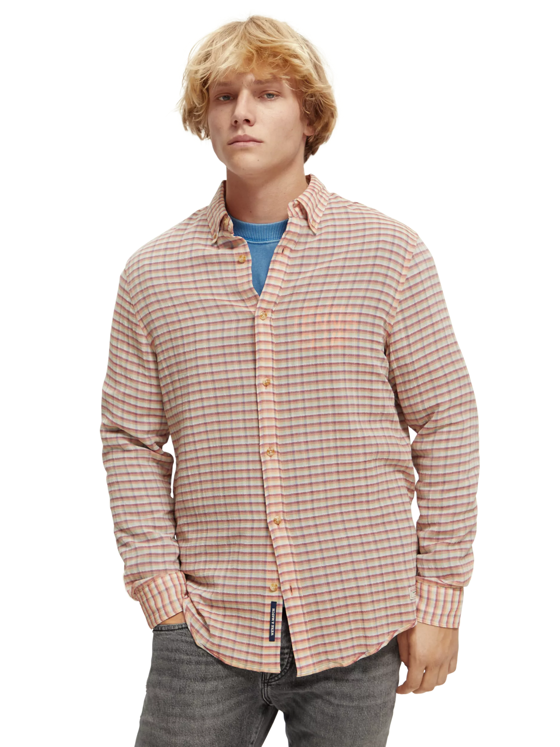 Scotch & Soda - Relaxed Fit Checked Seersucker Shirt - White/Multi