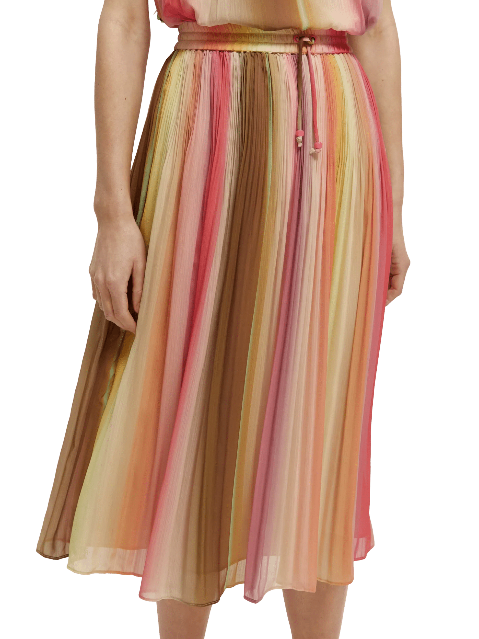 Maison Scotch - Pleated Midi Skirt - Rainbow Ombre