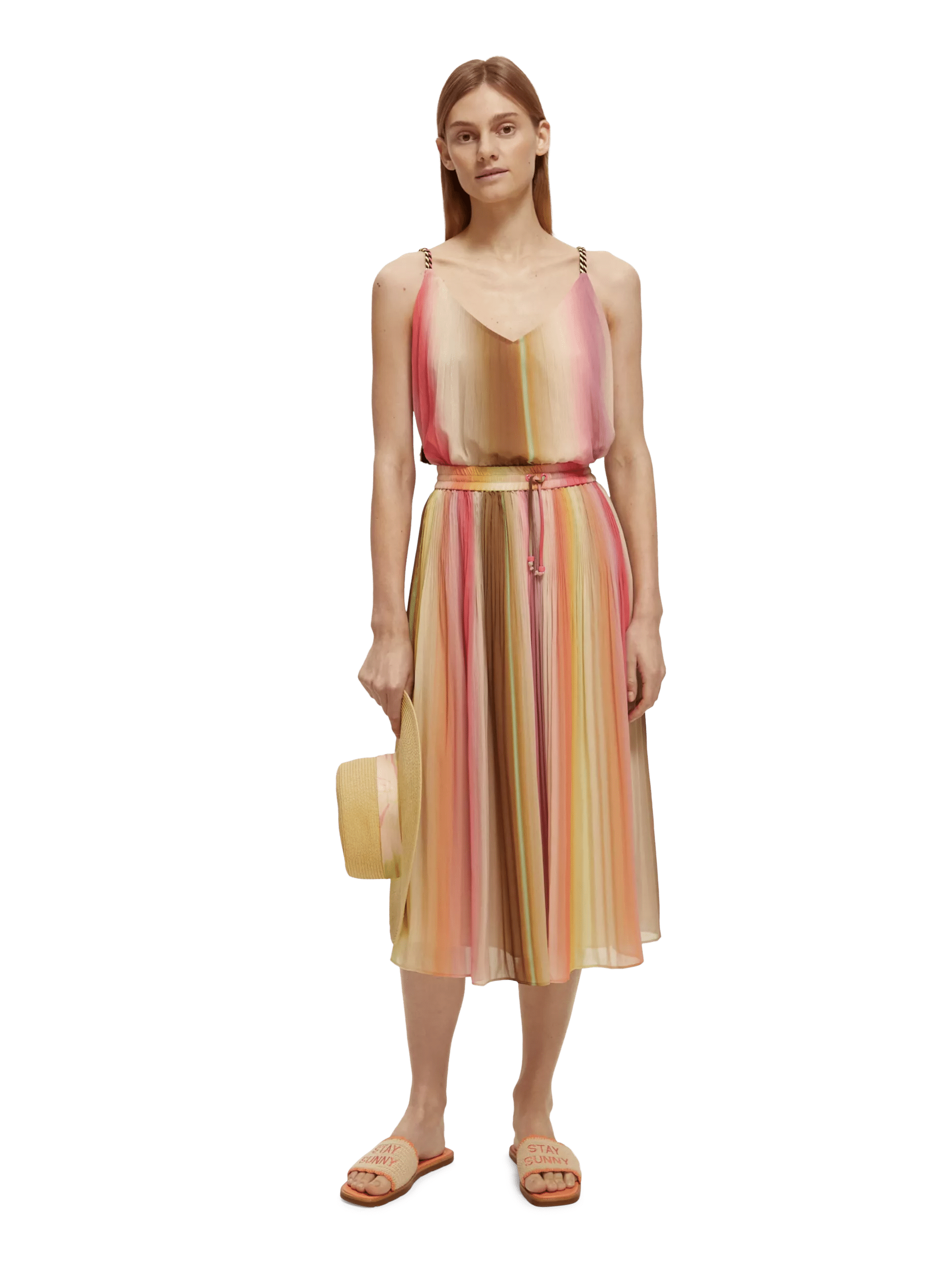 Maison Scotch - Pleated Midi Skirt - Rainbow Ombre
