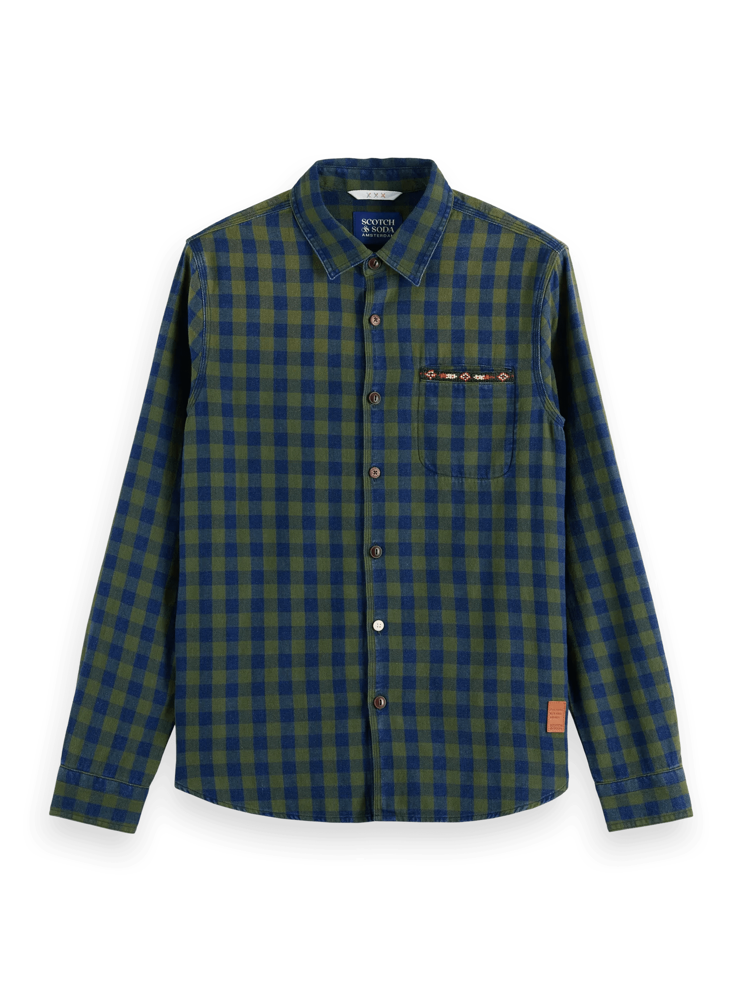 Scotch & Soda - Slim Fit Indigo Checked Shirt - Field Green