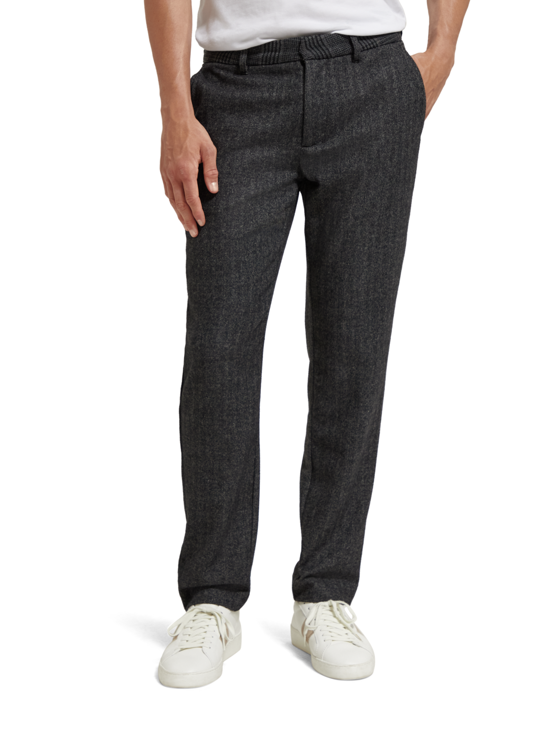 Scotch & Soda - Stuart Regular Slim Fit Chino - Grey Black Herringbone