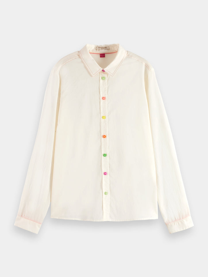 Maison Scotch - Regular Fit Rainbow Button Shirt - Vanilla White