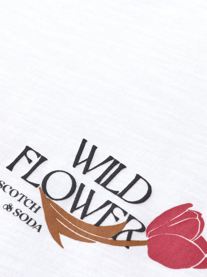 Maison Scotch - Loose Fit Wildflower Artwork Tee - White