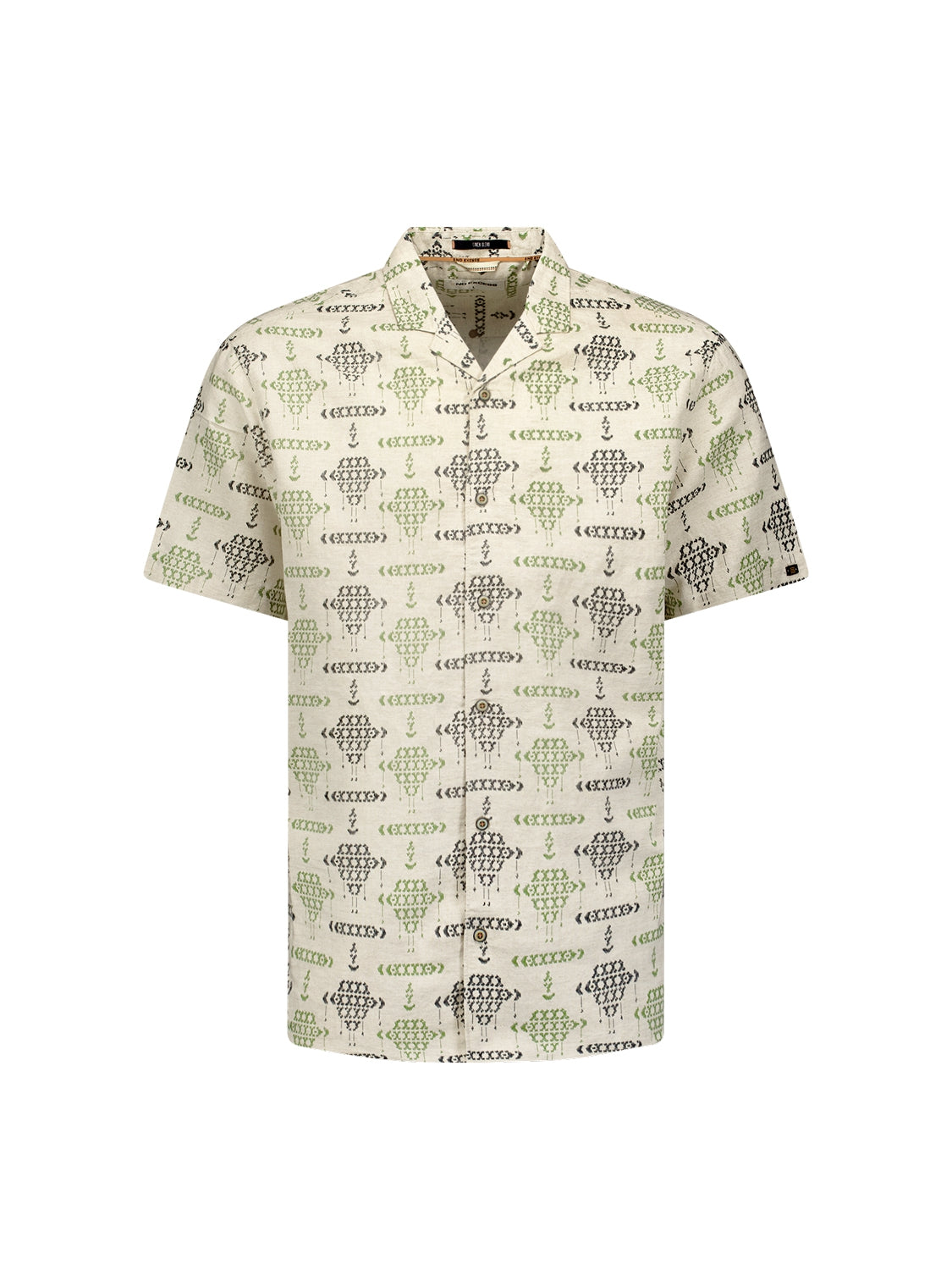 No Excess - Jacquard Linen SS Shirt - Cement