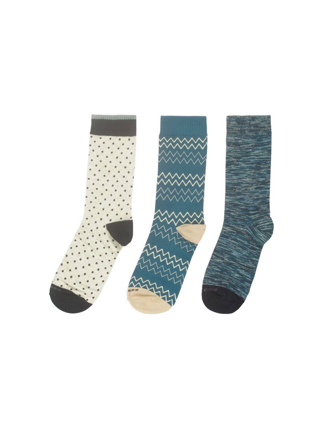 No Excess - Blues 3 Sock Gift Box - Multi Colour