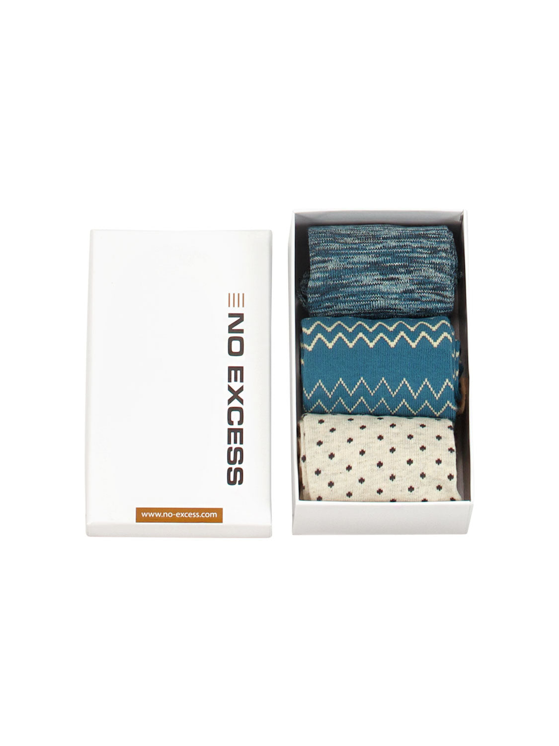 No Excess - Blues 3 Sock Gift Box - Multi Colour