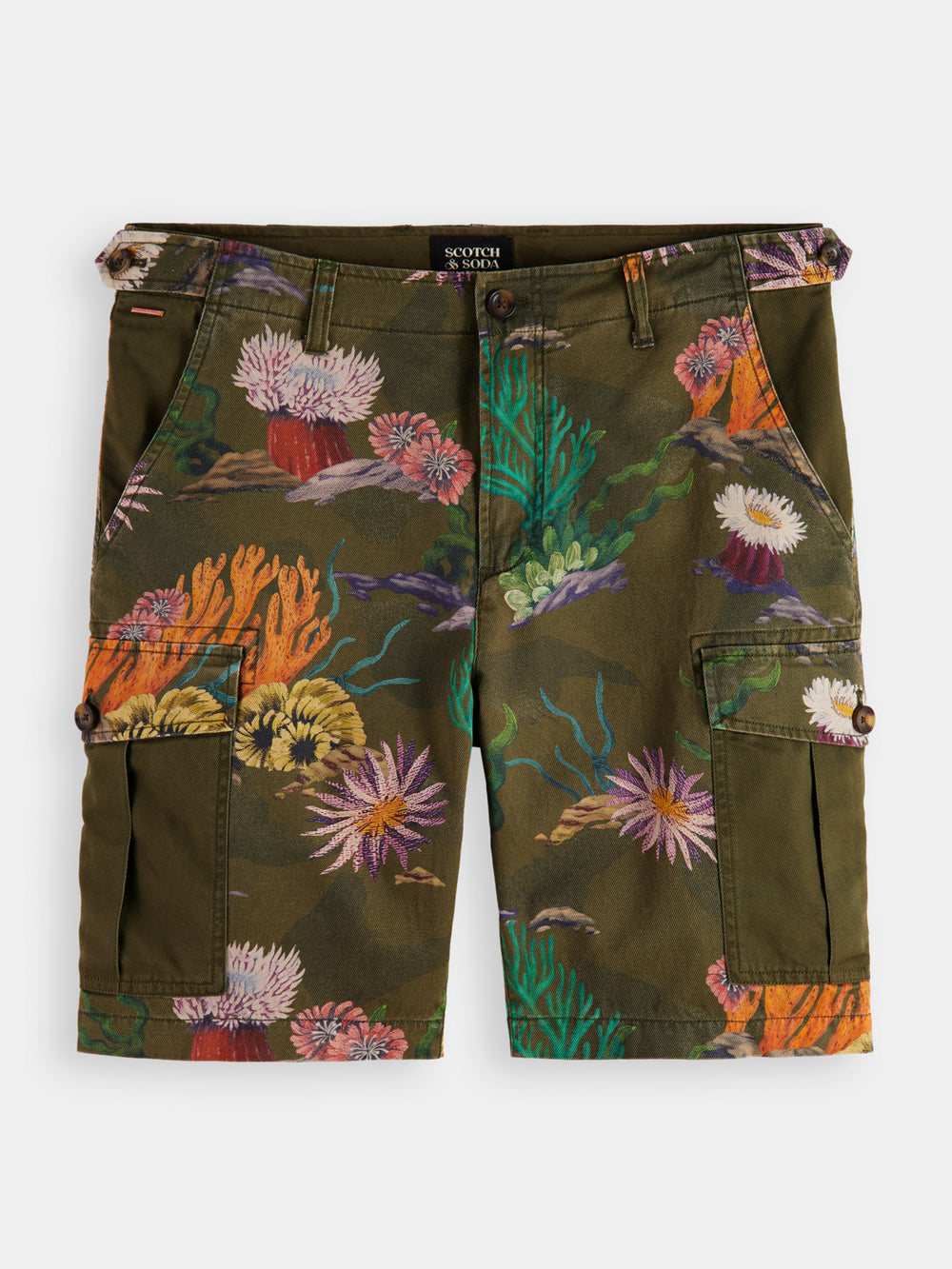 Scotch & Soda - Seasonal Printed Cargo Short - Camo Coral AOP