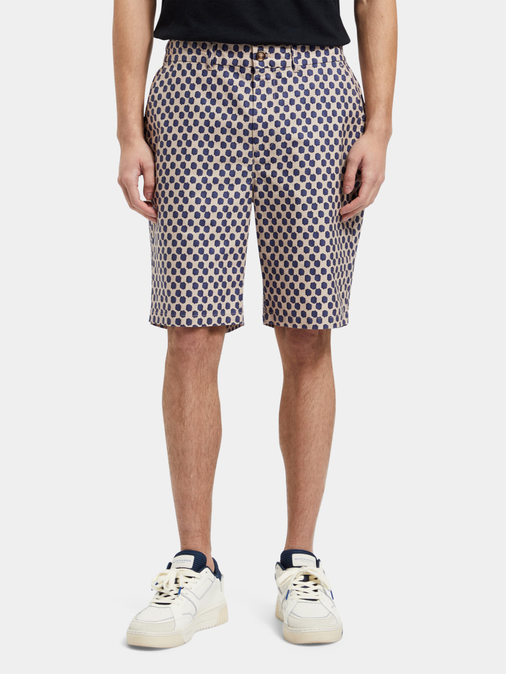 Scotch & Soda - Drift Printed Lightweight Canvas Short - Polka Navy Blue