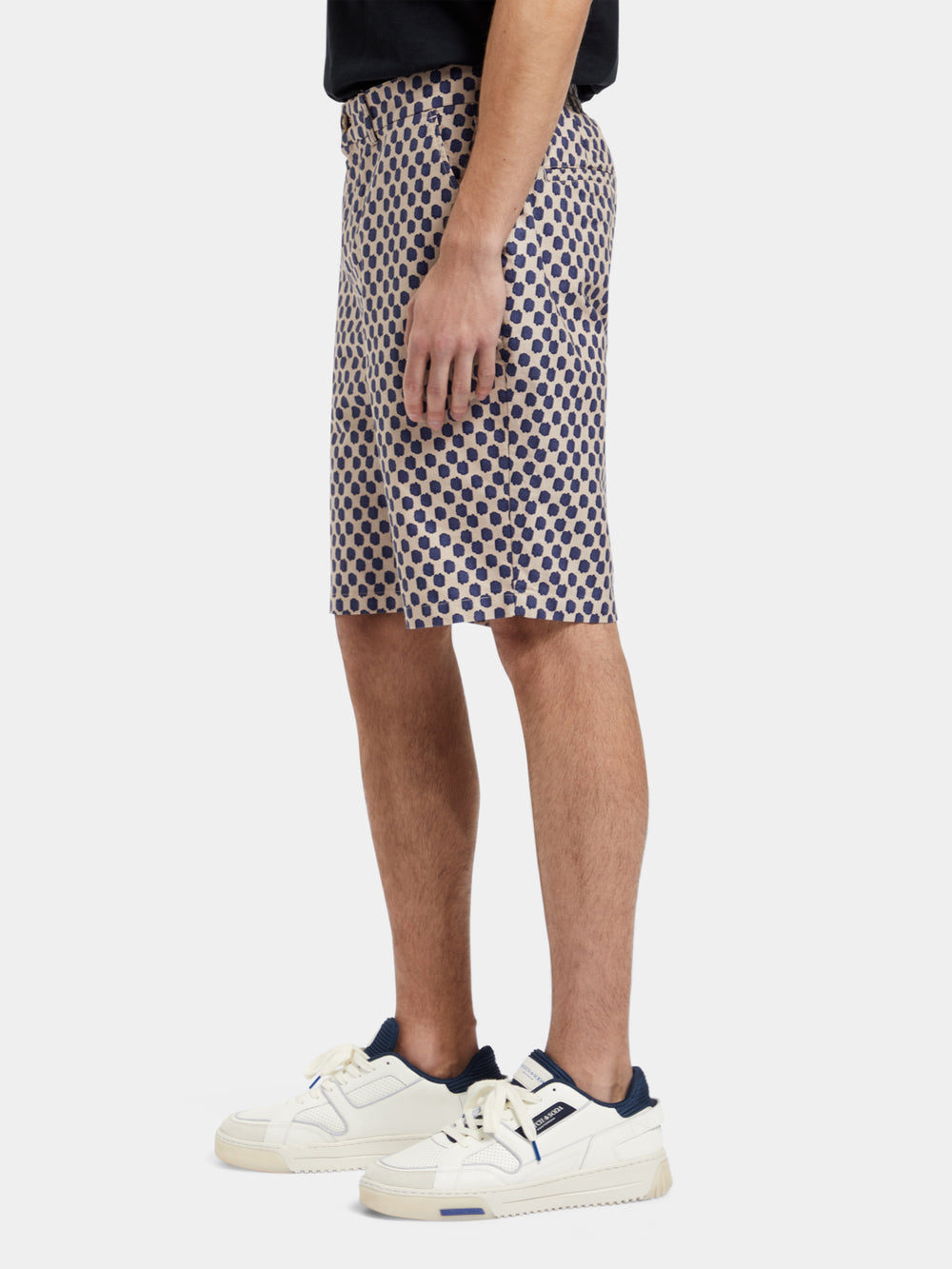 Scotch & Soda - Drift Printed Lightweight Canvas Short - Polka Navy Blue