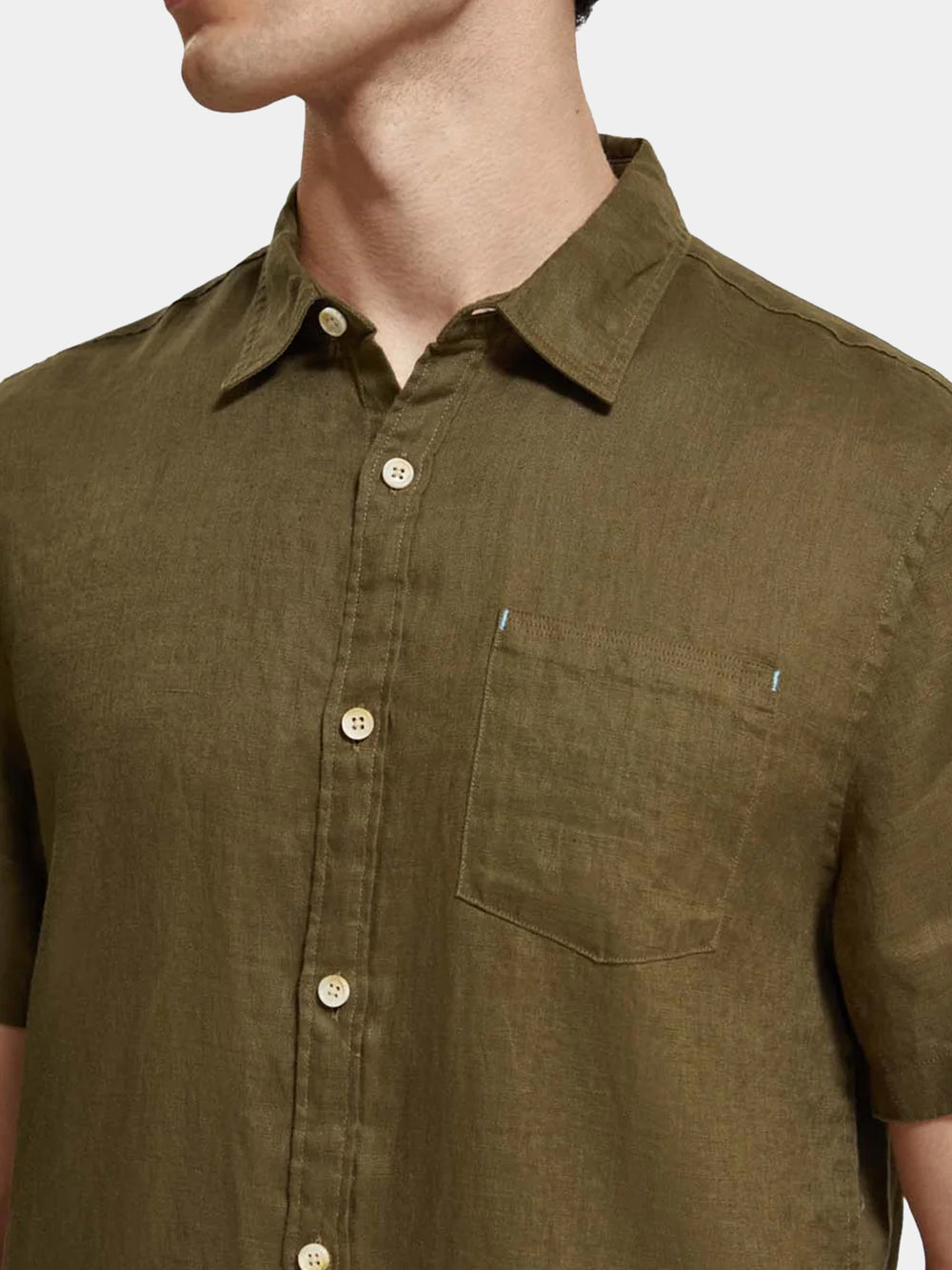 Scotch & Soda - Linen SS Shirt - Algae