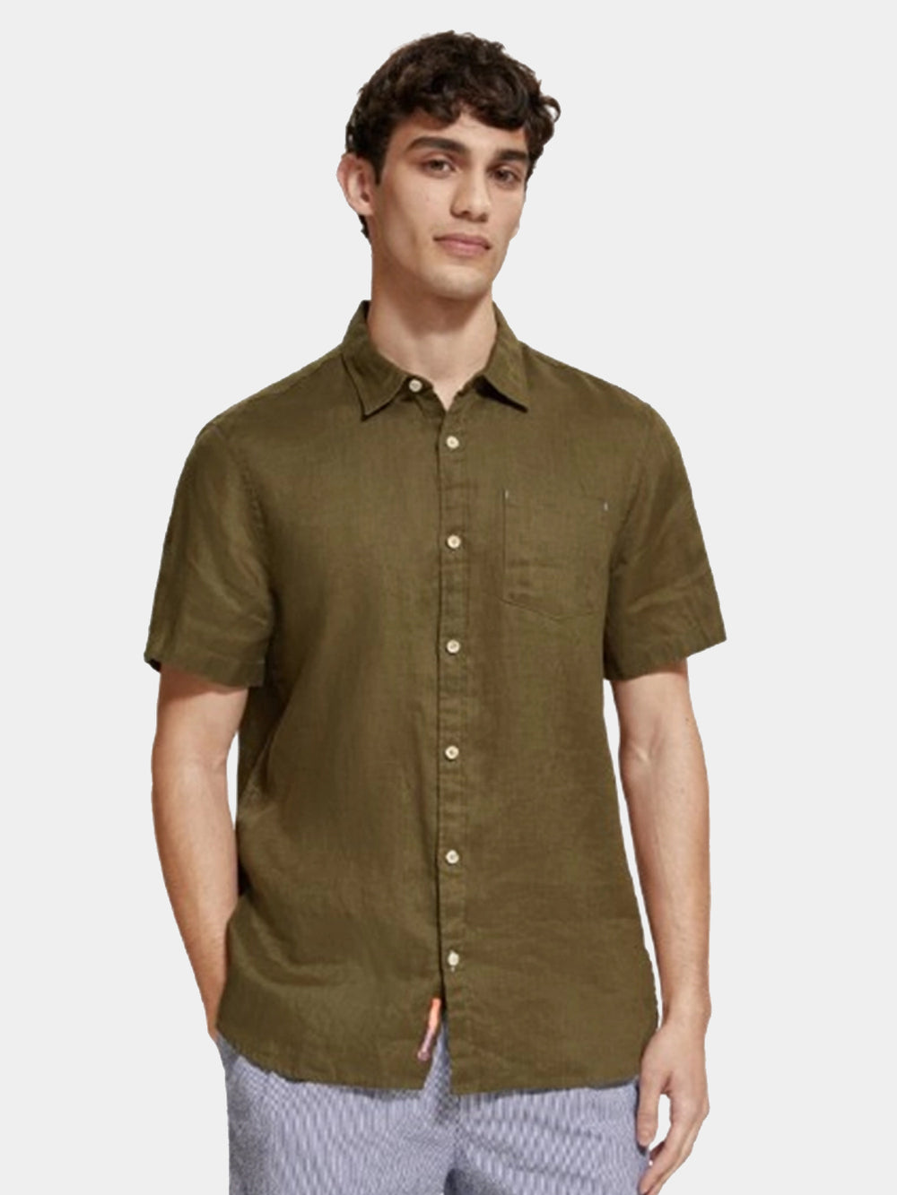 Scotch & Soda - Linen SS Shirt - Algae