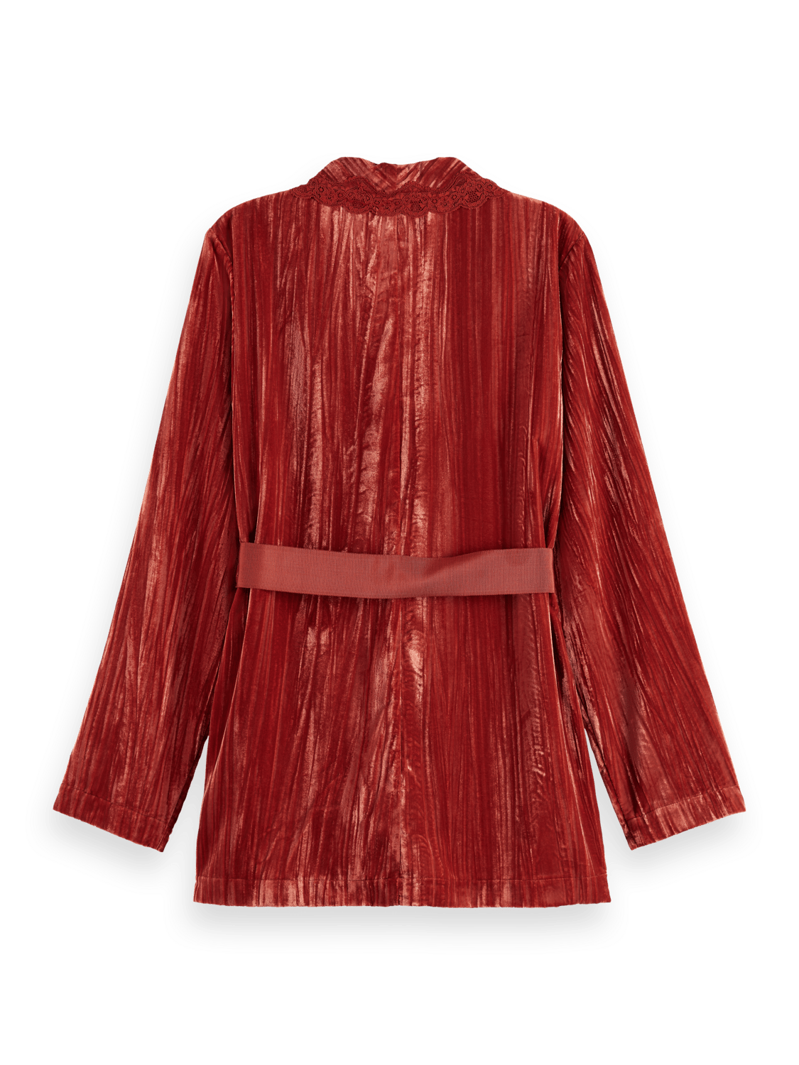 Maison Scotch - Lace Trimmed Velvet Pyjama Blazer - Rust