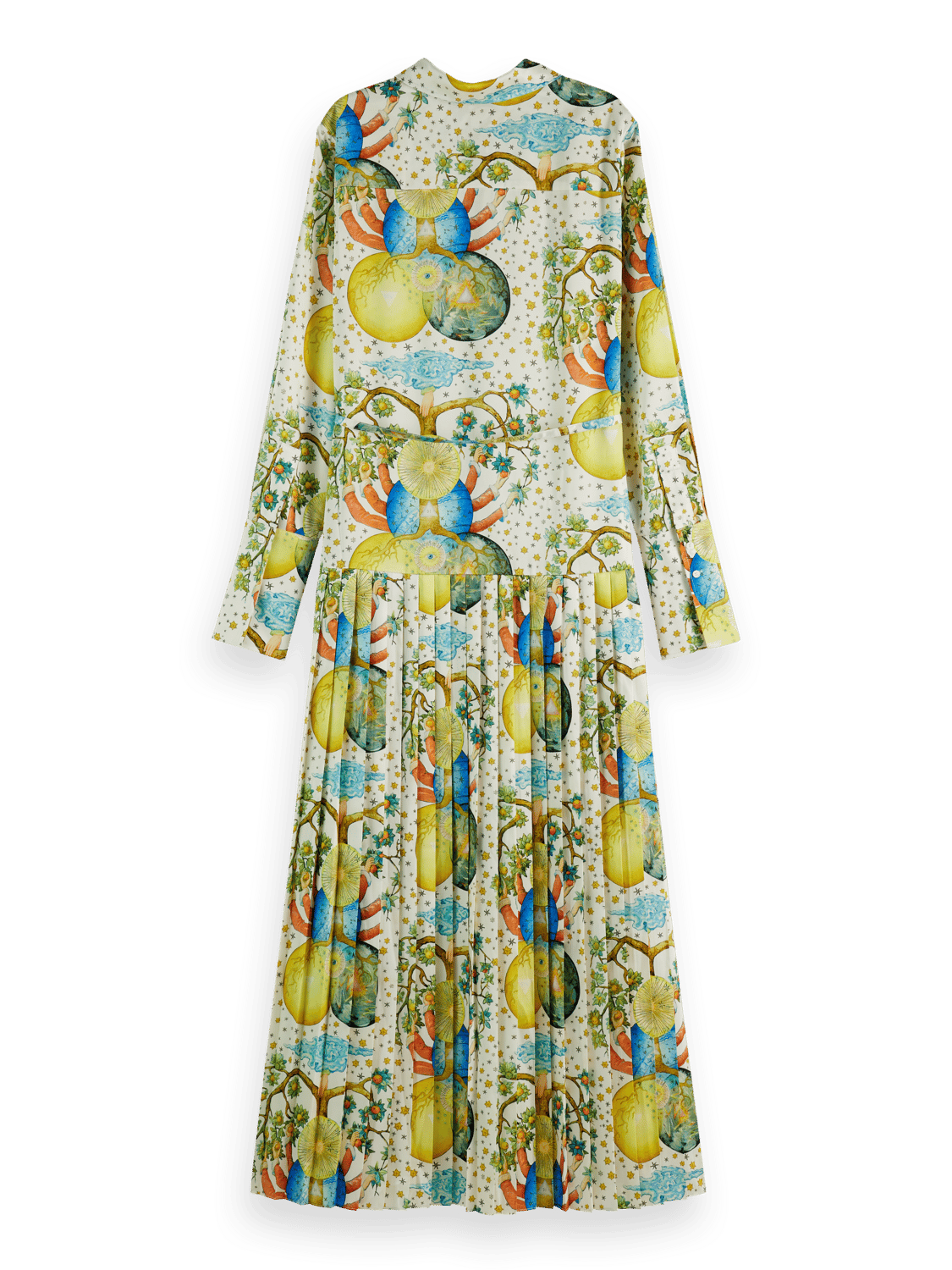 Maison Scotch - Embassy Print Pleated Maxi Dress - Embassy Tree AOP