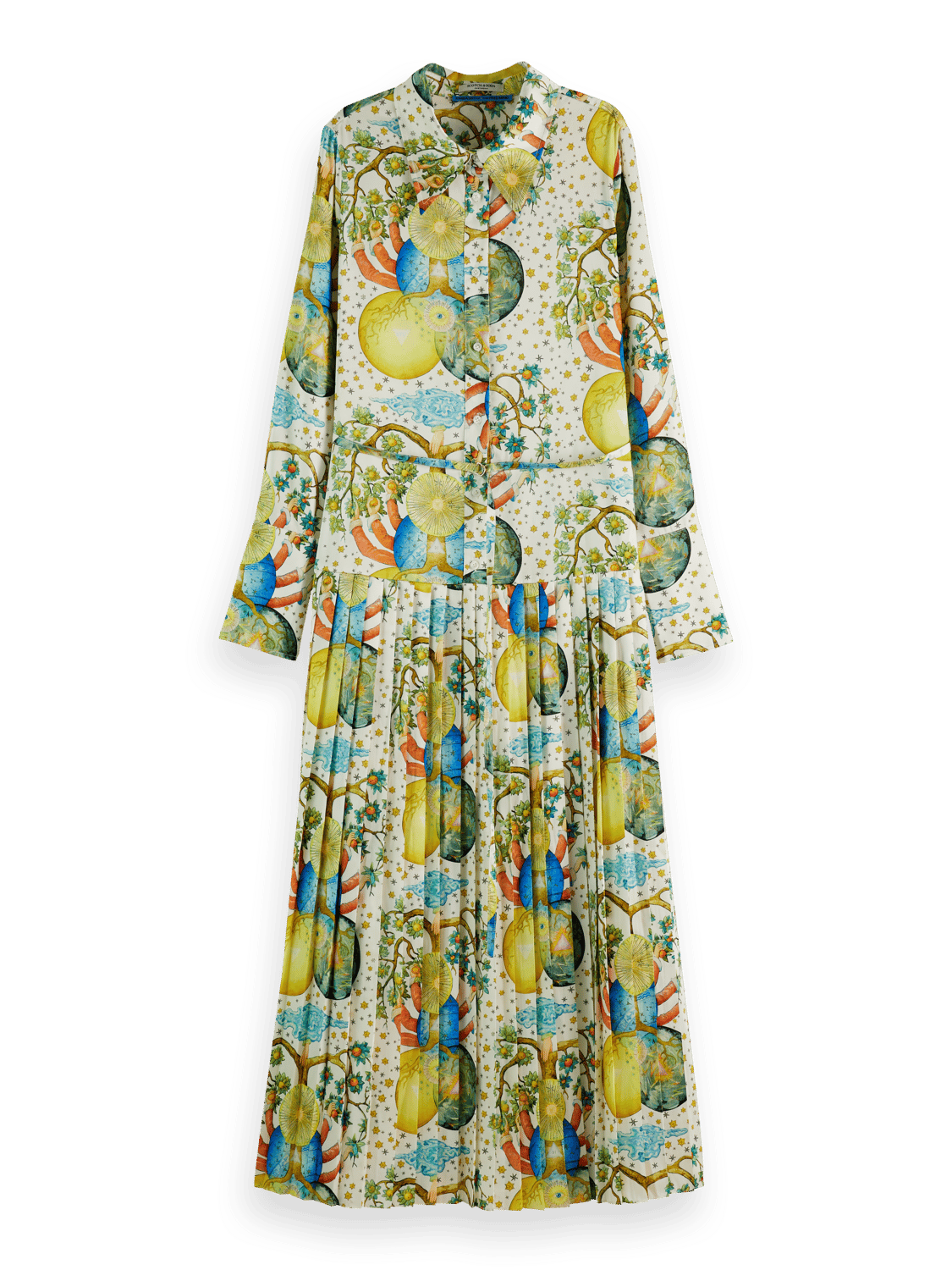 Maison Scotch - Embassy Print Pleated Maxi Dress - Embassy Tree AOP