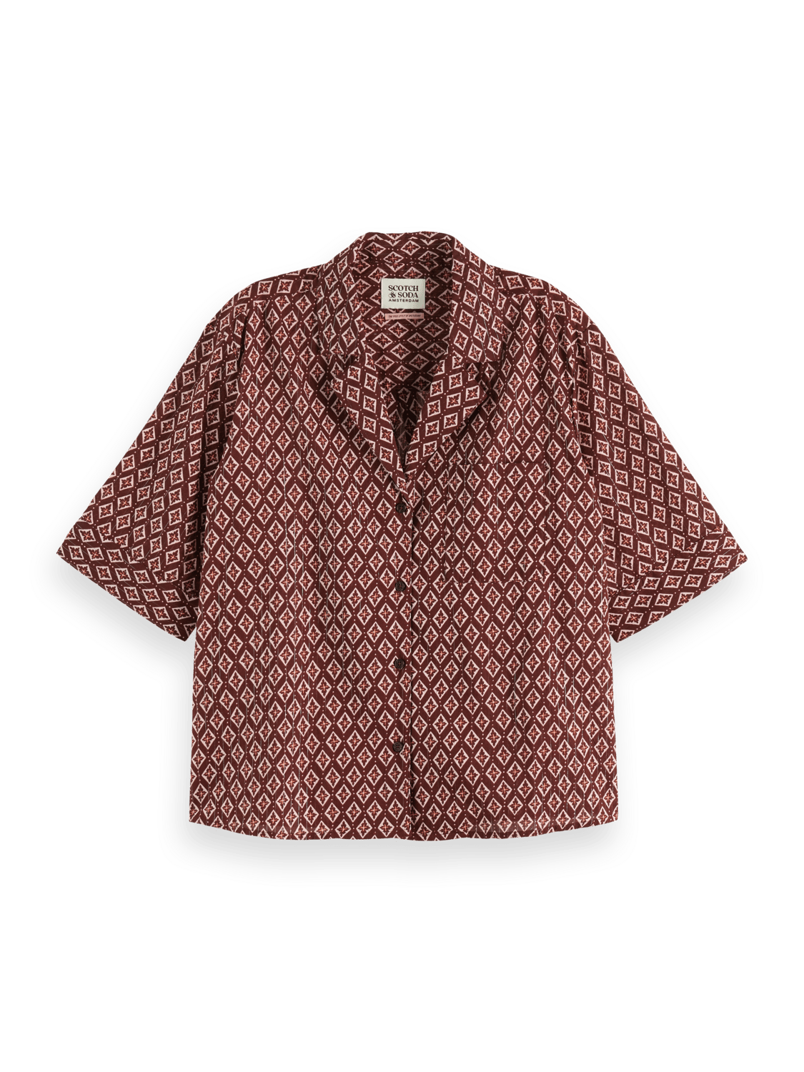 Maison Scotch - Printed SS Shirt - Geo Flower Bordeaux