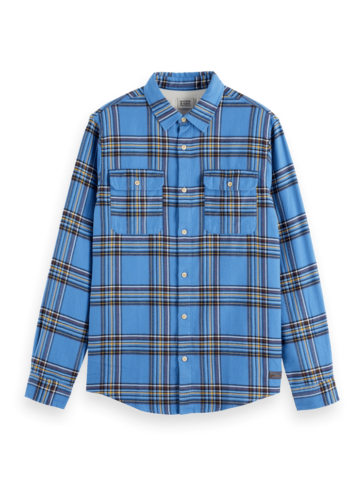 Scotch & Soda - Regular Fit Multicoloured Flannel Shirt - Blue Check