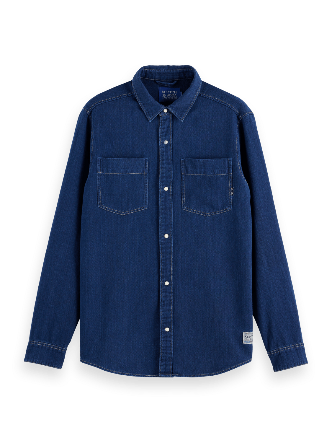 Scotch & Soda - Regular Fit Premium Indigo Twill Washed Shirt - Indigo