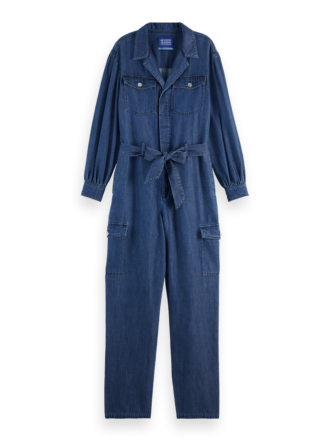 Maison Scotch - Tonal Detailing Lightweight Denim Jumpsuit - Washed Indigo