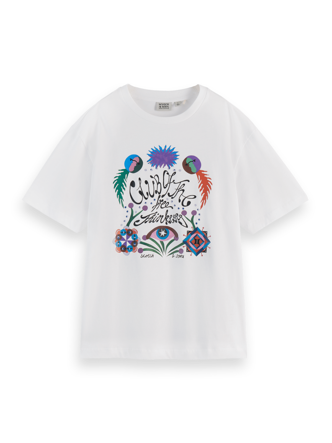 Maison Scotch - Club Of The Free Thinkers Artwork Tee - White