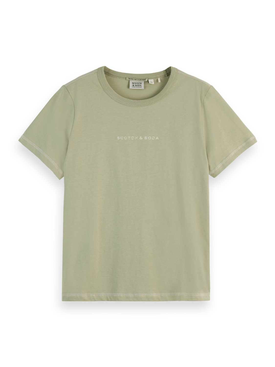 Maison Scotch - Regular Fit Flatlock Chest Logo Tee - Washed Sage