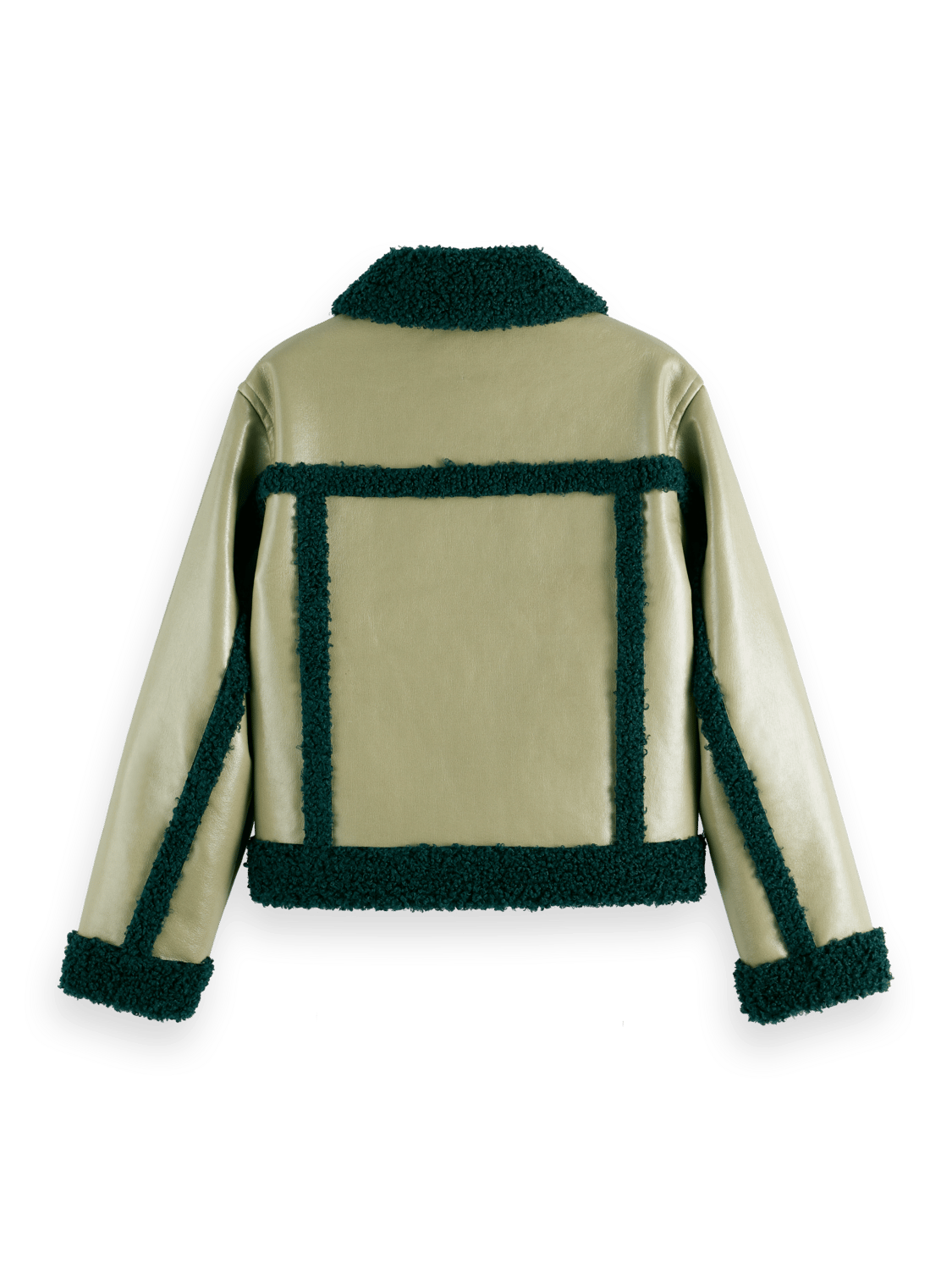 Maison Scotch - Shearling Vinyl Aviator Jacket - Washed Sage