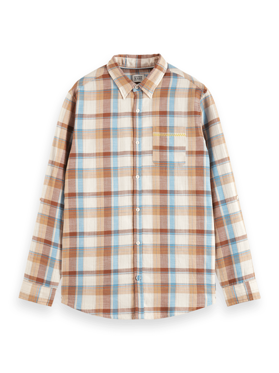 Scotch & Soda - Yarn-Dyed Check Roll Up Shirt - Brown Check