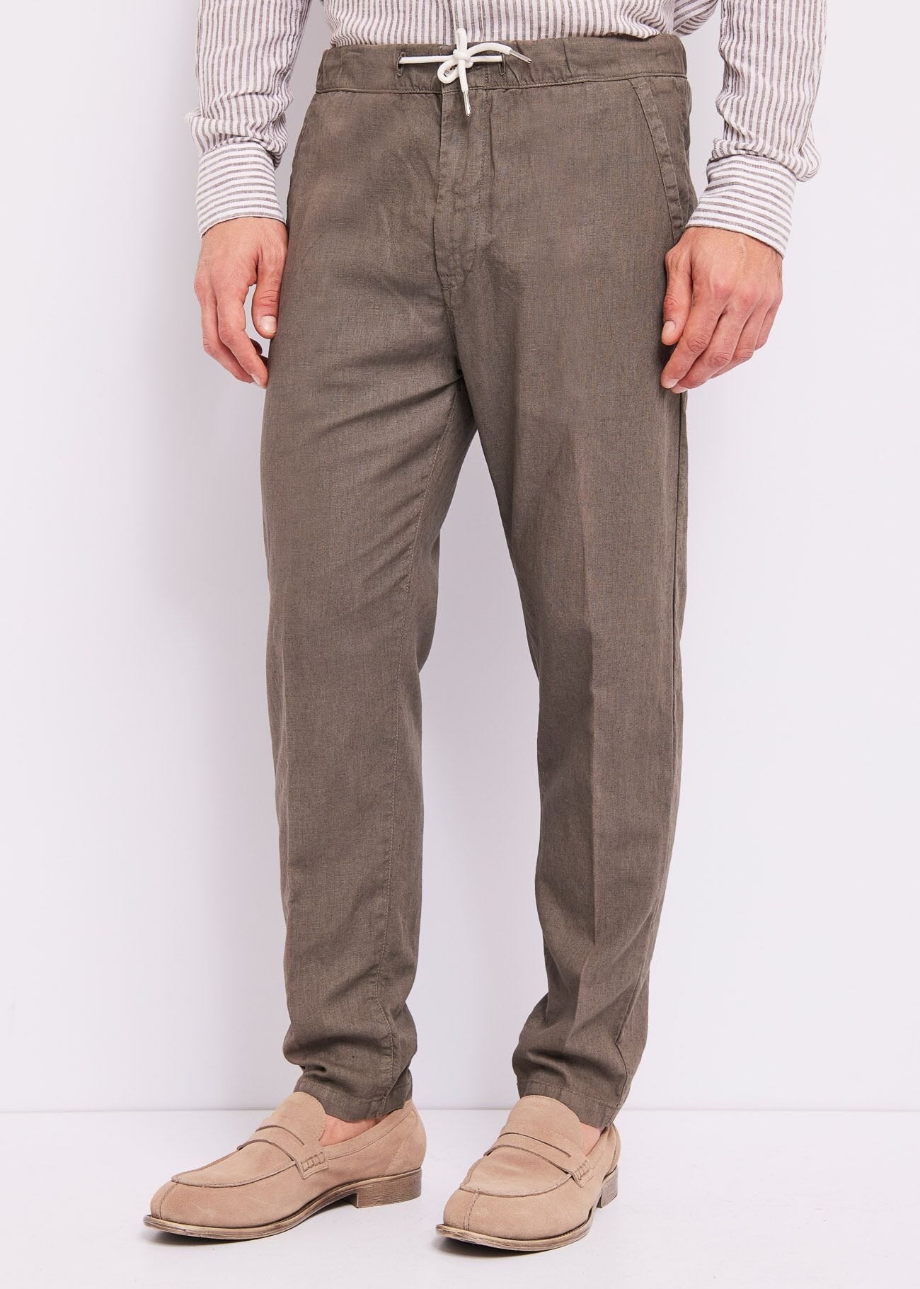 Gaudi - Linen Cotton Relaxed Chino Pant - Morel