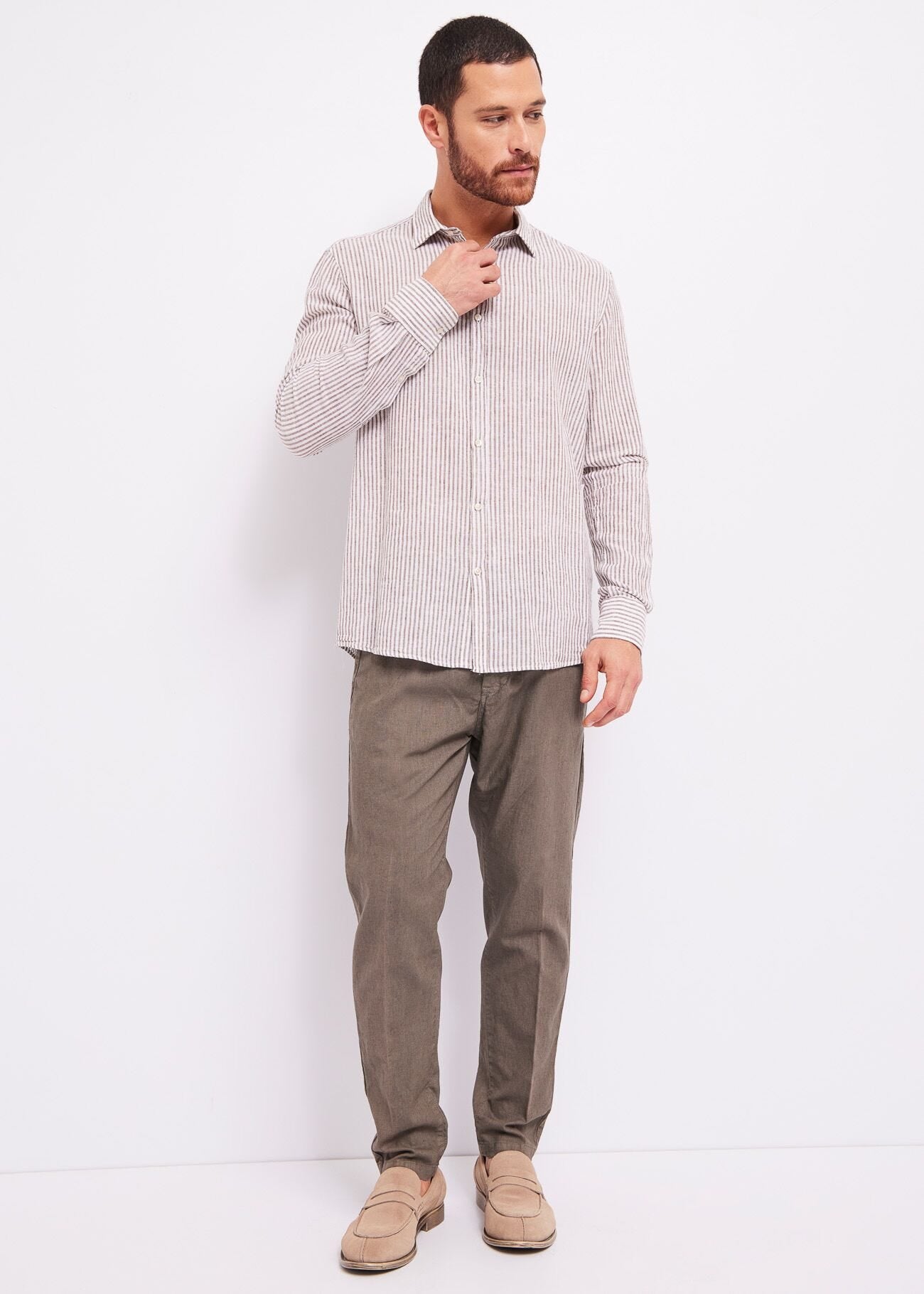 Gaudi - Linen Cotton Relaxed Chino Pant - Morel