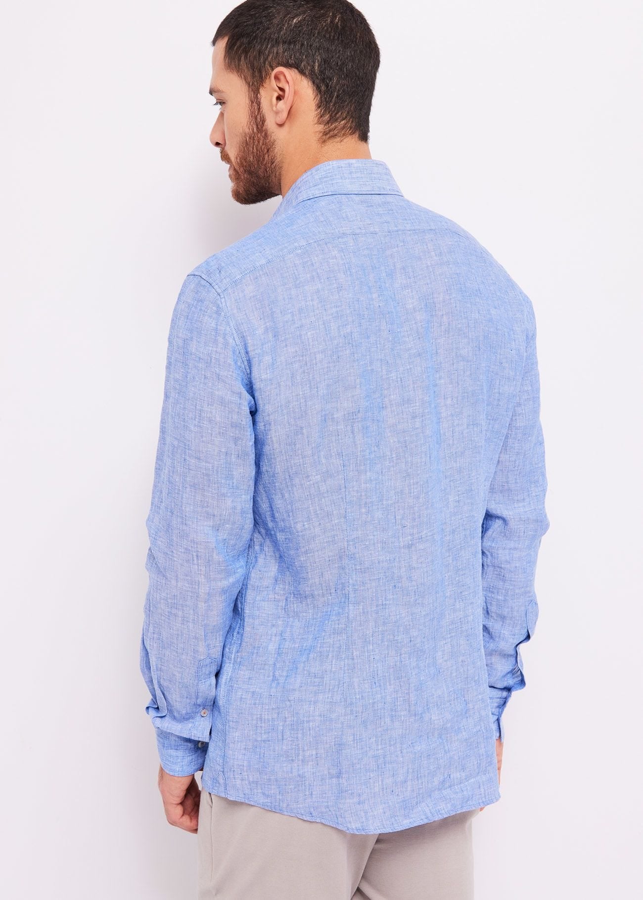 Gaudi - Regular Fit Linen LS Shirt - Azurine