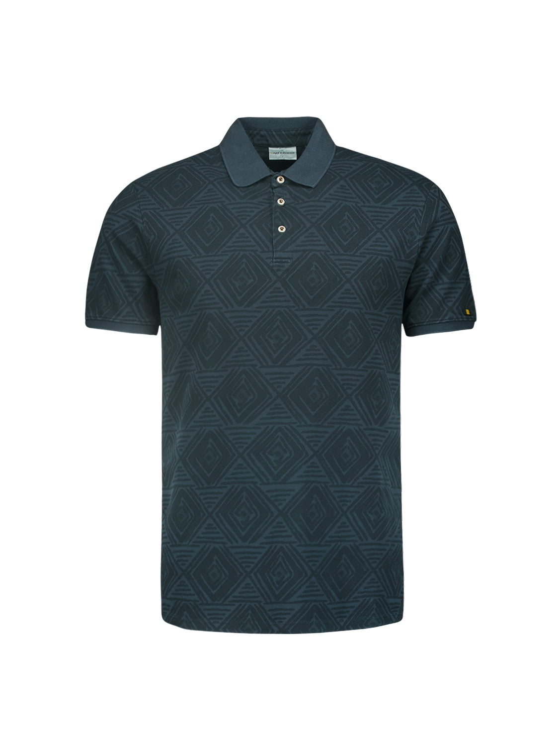 No Excess - Mosaic Print Pique SS Polo - Night