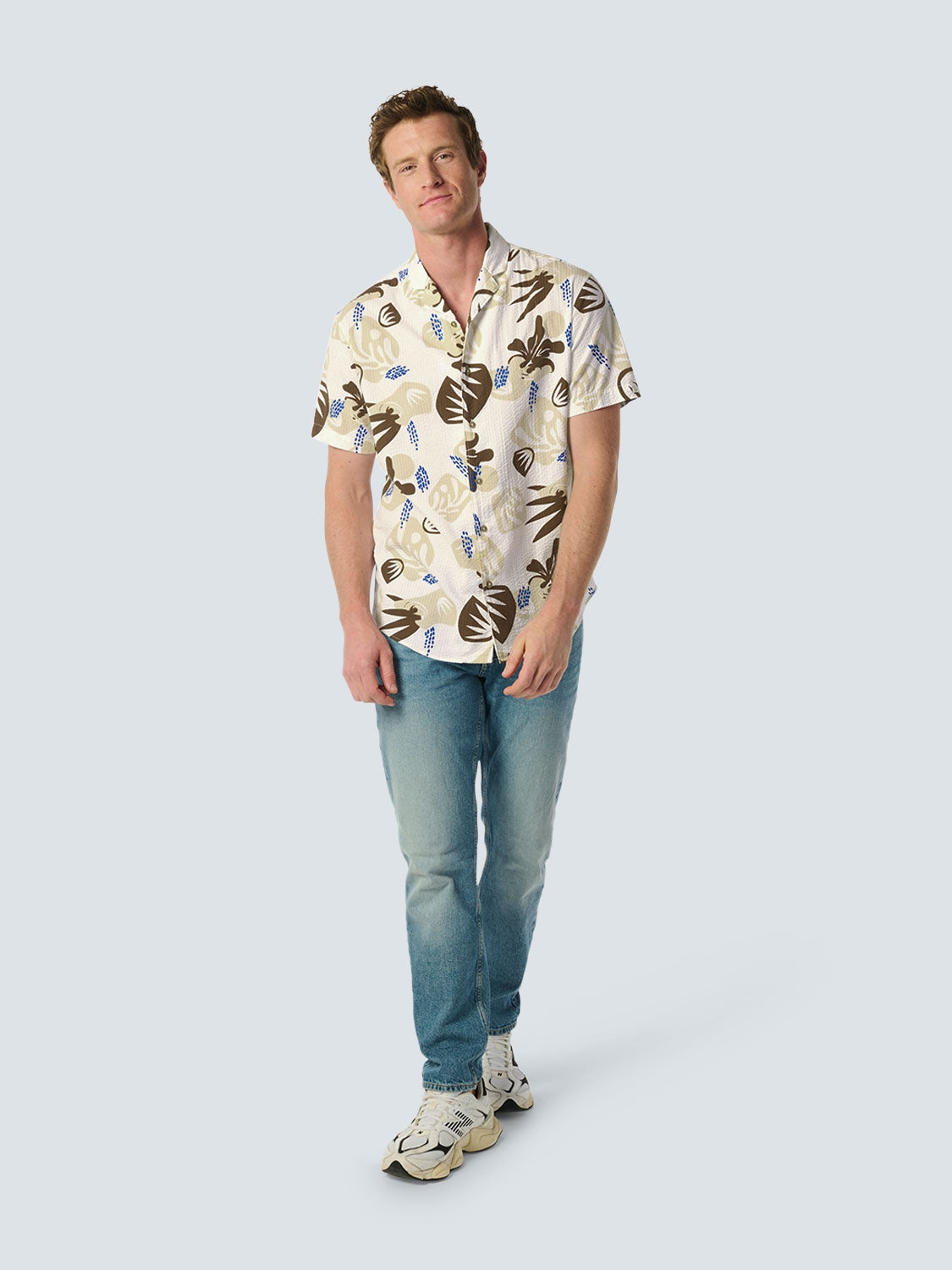 No Excess - Textured Desert Print SS Shirt - White