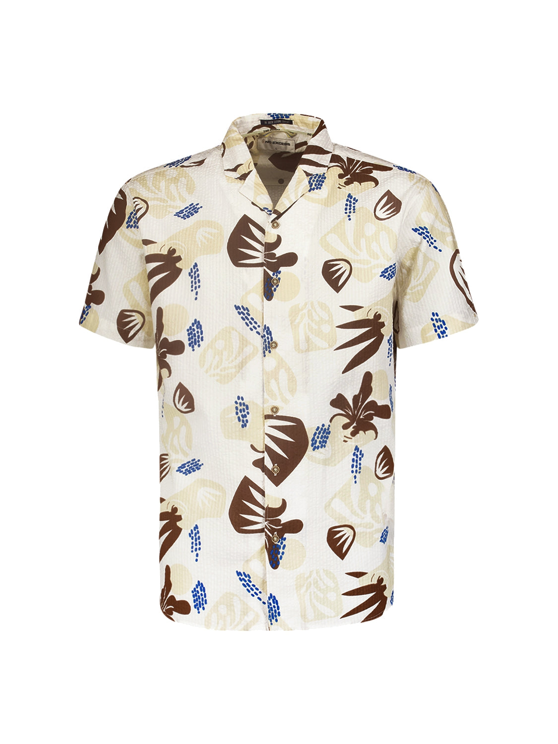 No Excess - Textured Desert Print SS Shirt - White