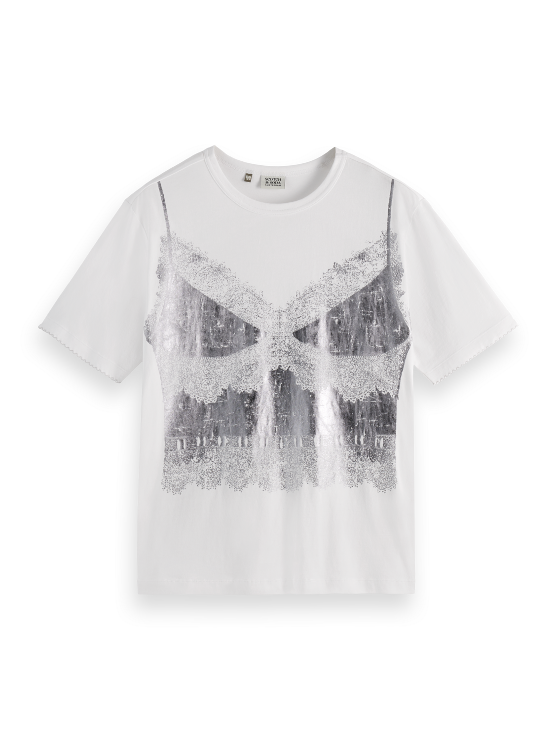 Maison Scotch - Foil Print Loose Fit Tee - White