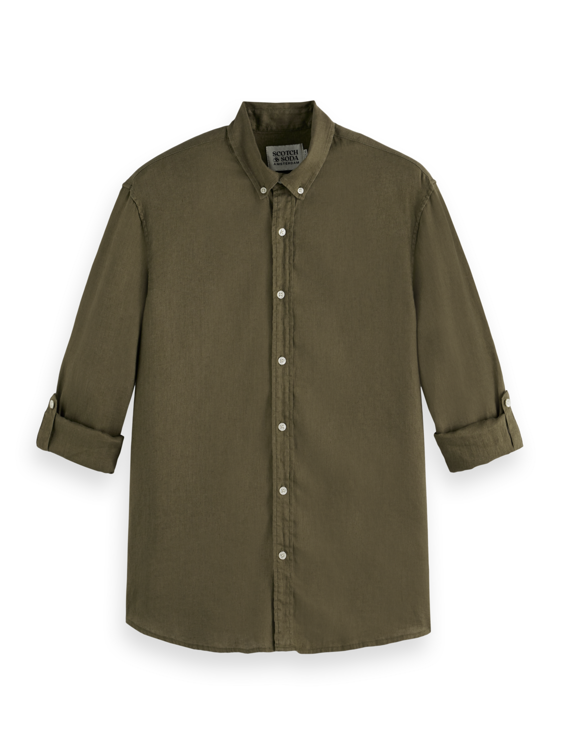 Scotch & Soda - Regular Fit Linen Shirt - Classic Green