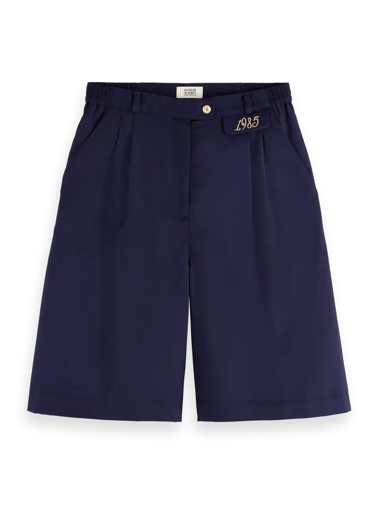 Maison Scotch - Gabardine Twill A-Line Pleat Front Short - Navy