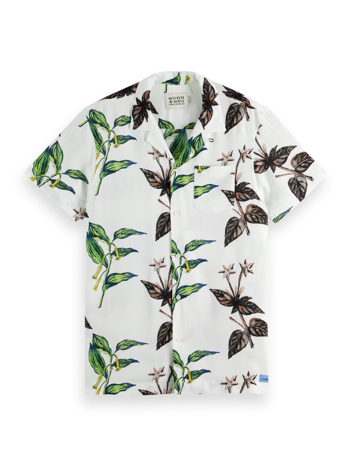 Scotch & Soda - Leaf Printed Regular SS Shirt - Leaf White