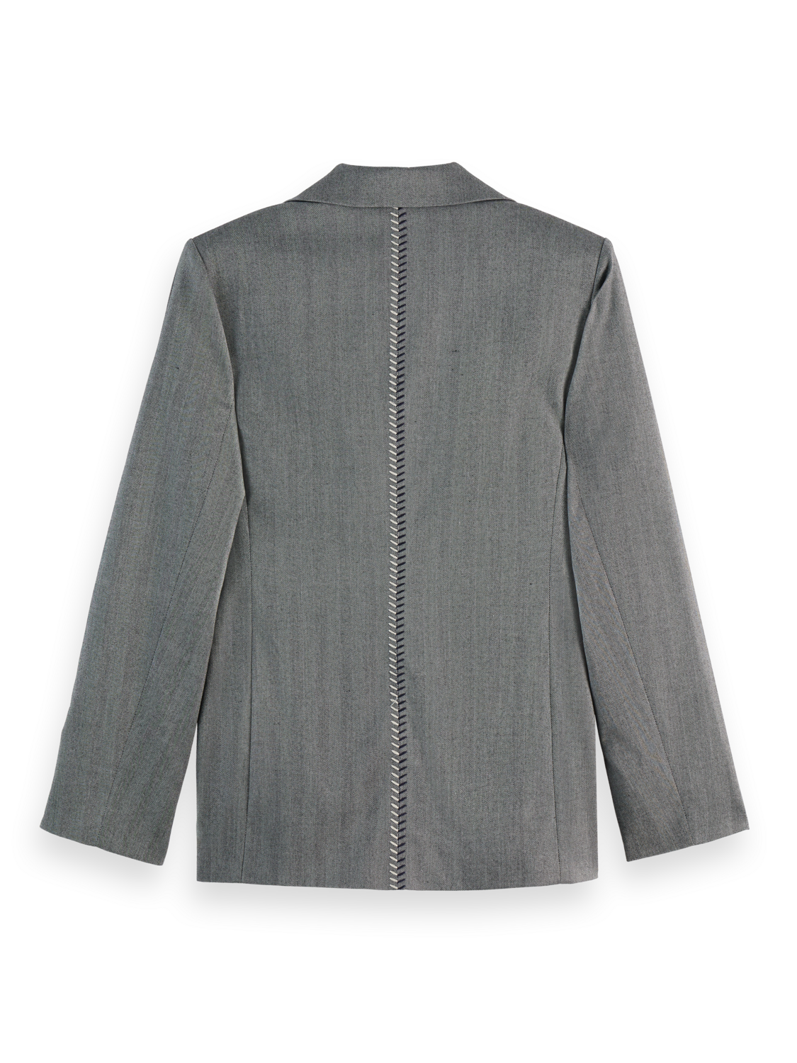 Maison Scotch - Herringbone School Blazer - Mid Grey Melange Pinstripe