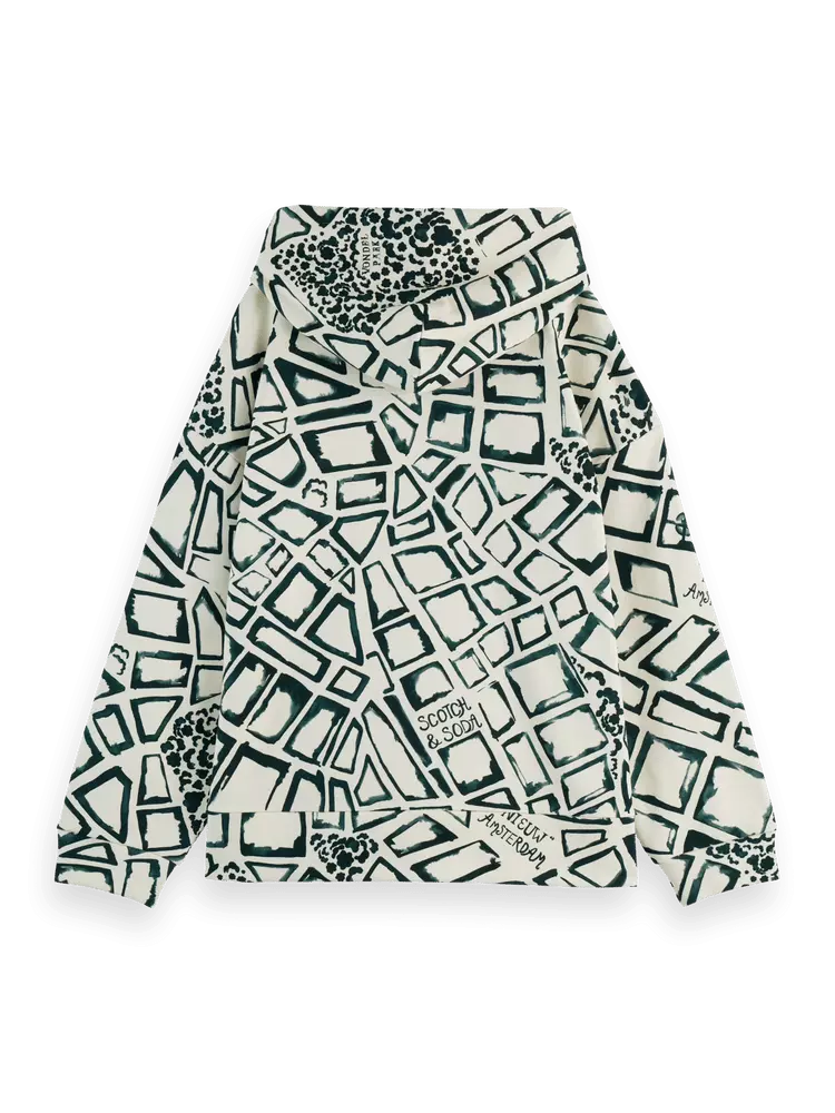 Maison Scotch - Allover Printed Hoodie - Nieuw Amsterdam City Soft Ice