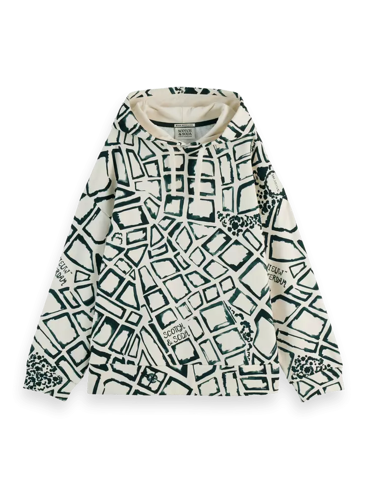Maison Scotch - Allover Printed Hoodie - Nieuw Amsterdam City Soft Ice
