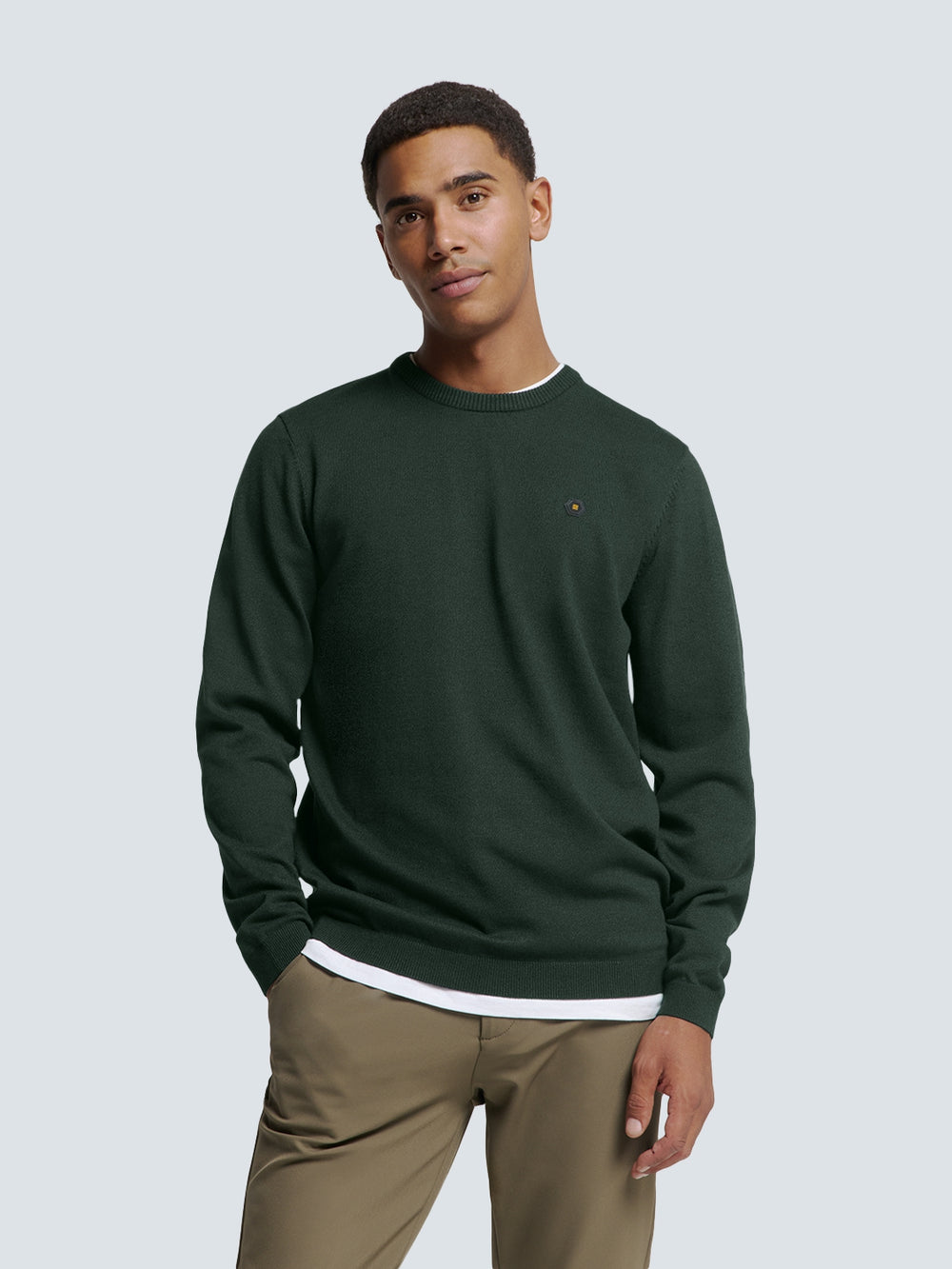 No Excess - Melange Crewneck Pullover - Dark Green